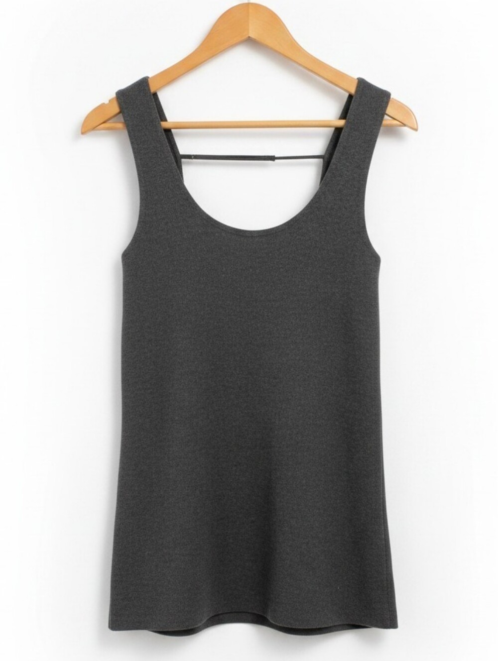 Zara Knit Charcoal Gray Scoop Neck Longline Tank Top / Mini Dress